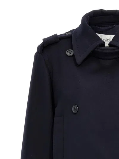 Max Mara Laveno Wool And Cashmere Over Trench Coat In Blue