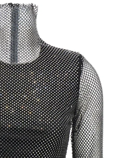 Sportmax Valdai Embellished Fishnet Crop Top