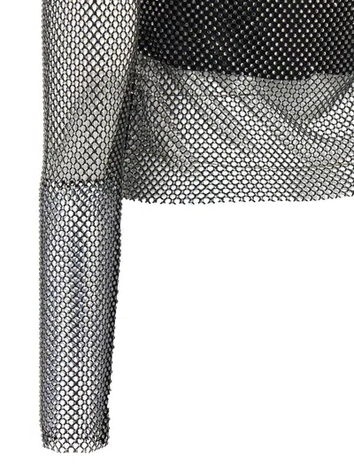 Sportmax Valdai Embellished Fishnet Crop Top
