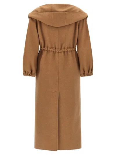 Max Mara Waist Belt Hooded Long Coat