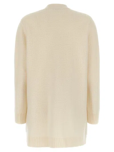 Max Mara Knit Cardigan With Ribbed Cuffs And Hem In Neutral