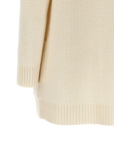 Max Mara Knit Cardigan With Ribbed Cuffs And Hem In Neutral