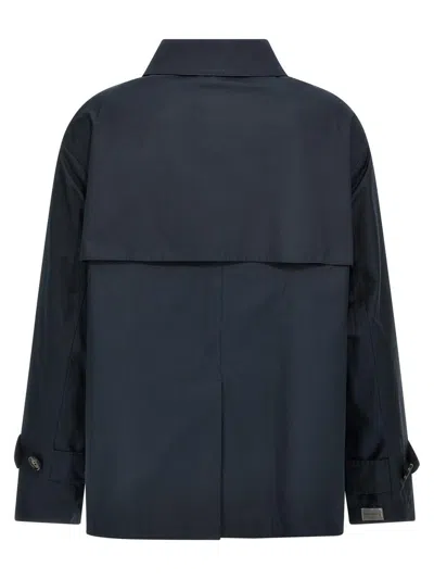 Max Mara The Cube Trench Corto In Twill Antigoccia In Blue
