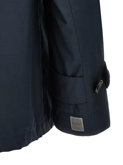 Max Mara The Cube Trench Corto In Twill Antigoccia In Blue
