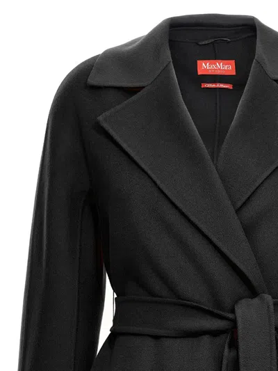 Max Mara Cles Flared Notch-lapel Coat In Black