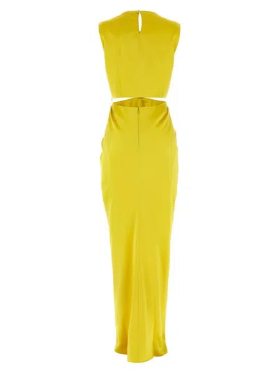 Max Mara Front Draped Dress With Metal Ring Accent In Yellow