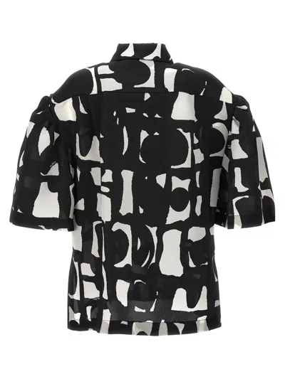 Max Mara Carella Abstract-print Puff-sleeve Collared Shirt