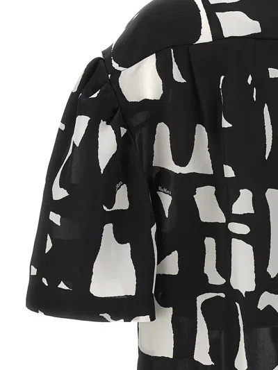 Max Mara Carella Abstract-print Puff-sleeve Collared Shirt