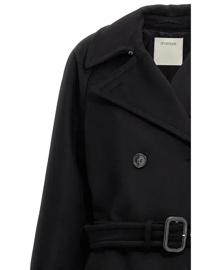 Sportmax Leandro Coats And Trench Coats Black In Black
