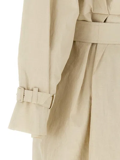 Max Mara Double-breasted Ivory Trench Coat With Belted Waist In Neutral