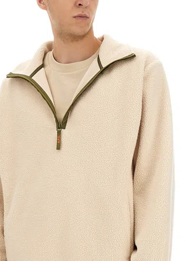 Apc Sweat Willy Shell-trimmed Fleece Half-zip Sweatshirt In Neutral