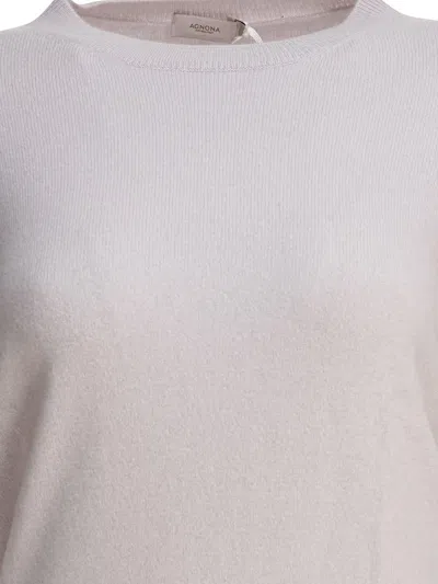 Agnona Knitwear With Long Sleeves And Crew Neck In Neutral