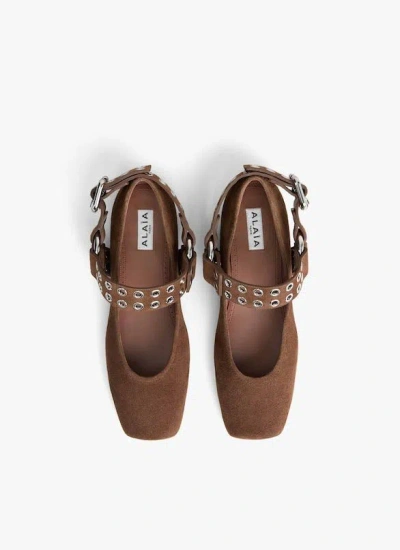Alaïa Brown Biker Ballerina Flats