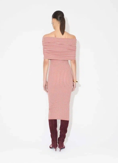 Alaïa Checked Off-shoulder Midi Dress In Multi