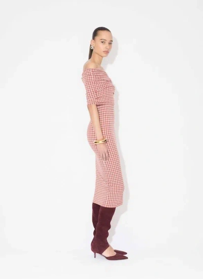 Alaïa Checked Off-shoulder Midi Dress In Multi