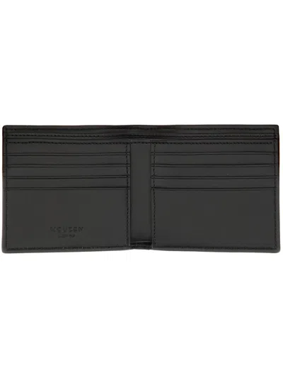 Alexander Mcqueen Calfskin Skull Bifold Card Holder In Black