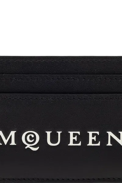 Alexander Mcqueen Leather Cardholder With Print In Black