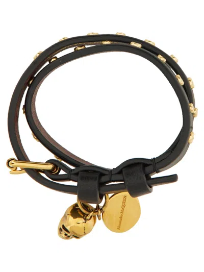 Alexander Mcqueen Bracciale A Doppio Giro In Black