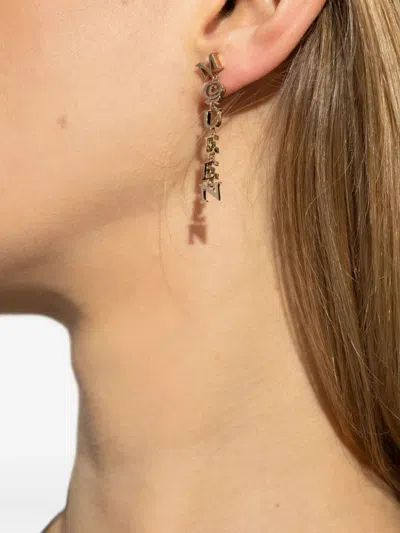Alexander Mcqueen Pale Gold-finished Logo Pendant Earrings Accessories
