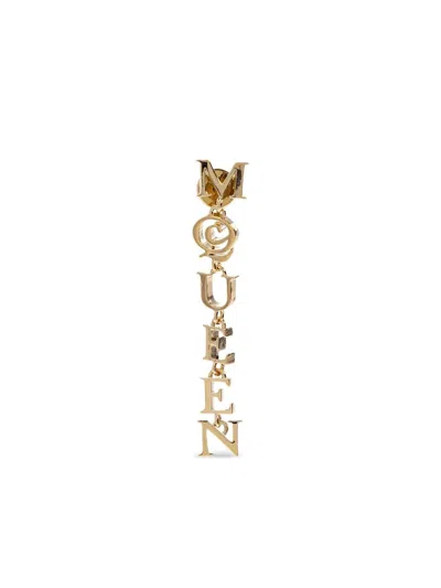 Alexander Mcqueen Pale Gold-finished Logo Pendant Earrings Accessories