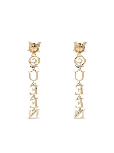 Alexander Mcqueen Pale Gold-finished Logo Pendant Earrings Accessories
