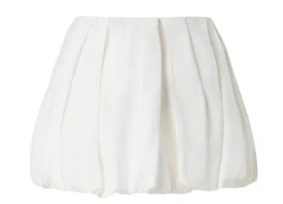 Pinko White Skirt With Pleated Details And Balloon Hem In Cotton Woman In White
