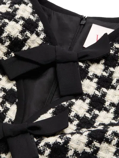 Valentino Embroidered Damier Light Tweed Short Dress In Black