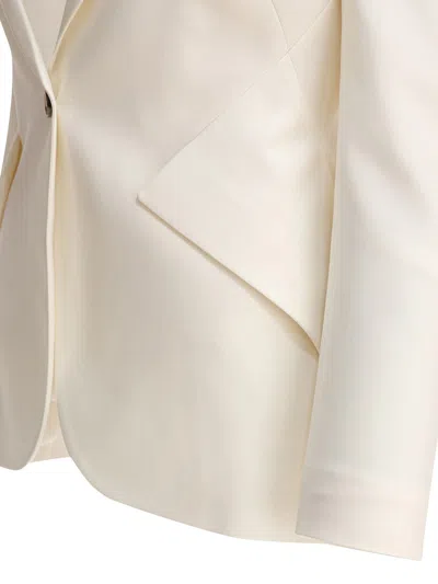 Alexander Mcqueen Single-breasted Buttoned Jacket In Neutral