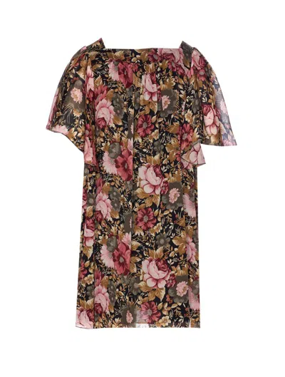 Chloé Boat Neck Floral Mini Dress