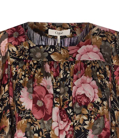 Chloé Boat Neck Floral Mini Dress