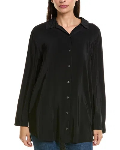 Tommy Bahama Calypso Crepe Boyfriend Shirt In Black