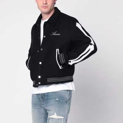 Amiri Twill Wool Bones Bomber Jacket With Patches