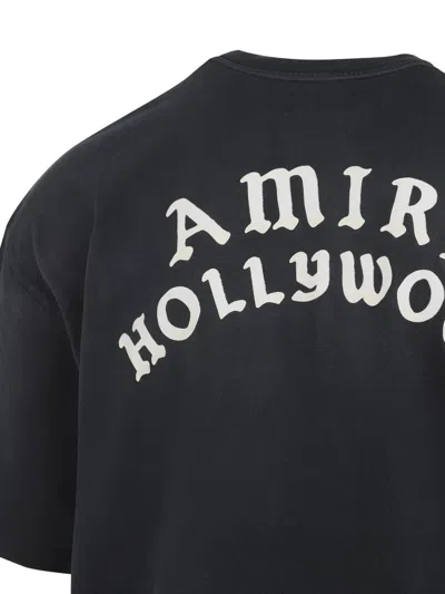 Amiri Hollywood Graphic Oversized T-shirt With Ribbed Crew Neck In Black