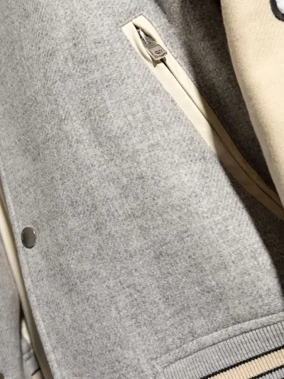 Amiri Contrasting-sleeve Bomber Jacket In Gray