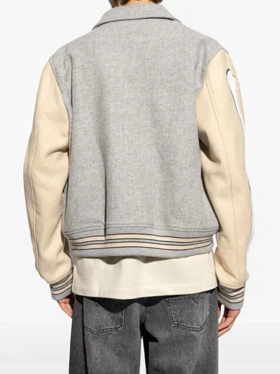 Amiri Contrasting-sleeve Bomber Jacket In Gray