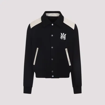 Amiri Tailored Wool And Leather Jacket With Zippered Pockets