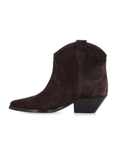 Isabel Marant Suede Western Cuban Heel Boots In Brown