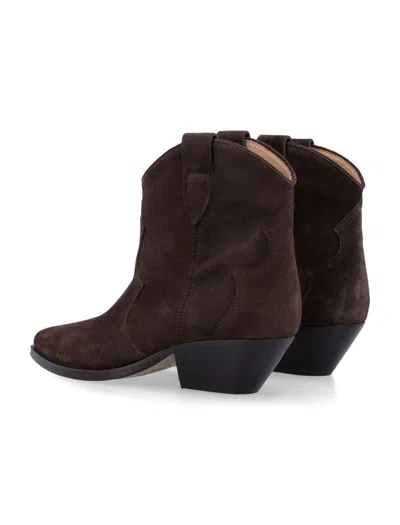 Isabel Marant Suede Western Cuban Heel Boots In Brown
