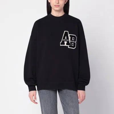 Anine Bing Womens Black Miles Branded Cotton-jersey Sweatshirt