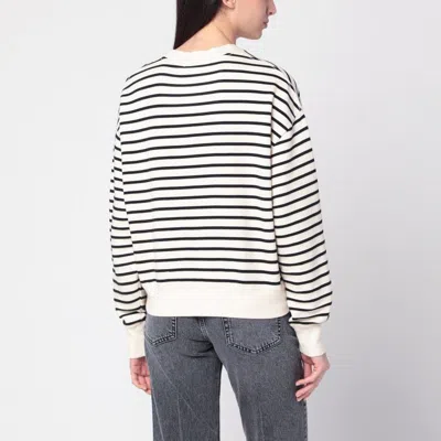 Anine Bing Striped Crew Neck Sweatshirt In Gray