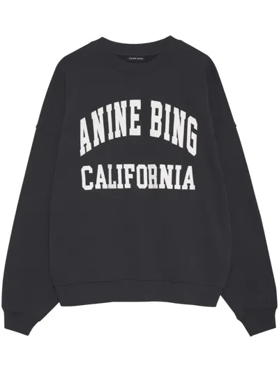 Anine Bing Miles Relaxed-fit Oversized Cotton Sweatshirt With Contrasting Logo