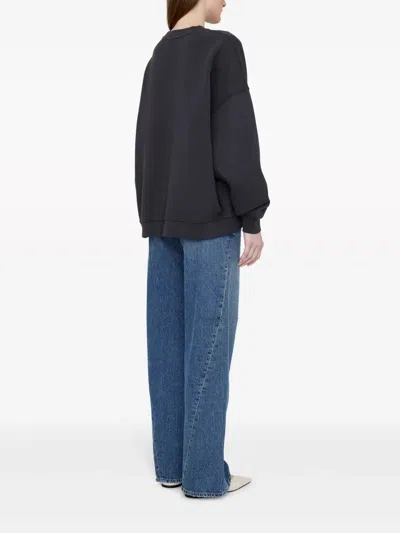 Anine Bing Miles Relaxed-fit Oversized Cotton Sweatshirt With Contrasting Logo