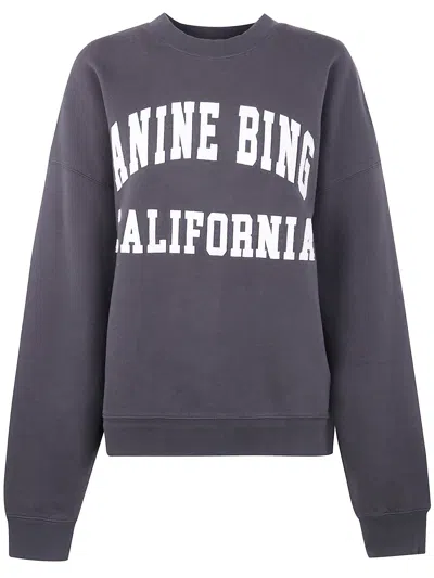 Anine Bing Miles Relaxed-fit Oversized Cotton Sweatshirt With Contrasting Logo