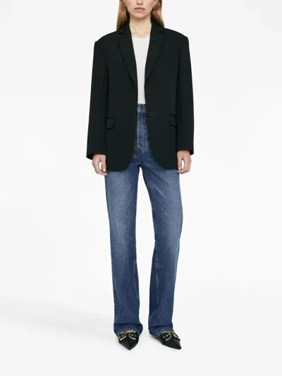 Anine Bing Buttoned Blazer In Black