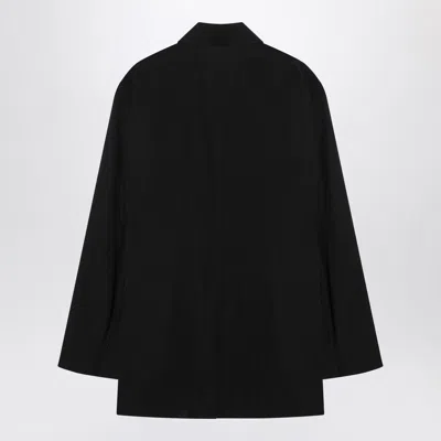 Auralee Single-breasted Black Jacket In Cotton And Wool Men In Black