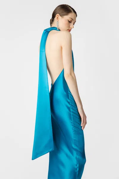 Sau Lee Penella Backless Satin Midi Dress