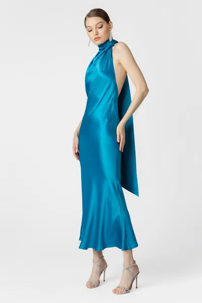 Sau Lee Penella Backless Satin Midi Dress