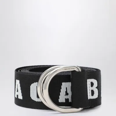 Balenciaga Logo-lettering Double-ring Belt In Black