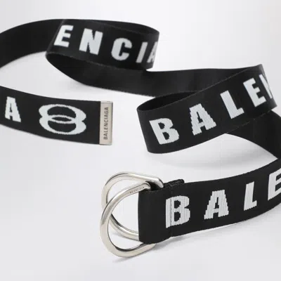 Balenciaga Logo-lettering Double-ring Belt In Black