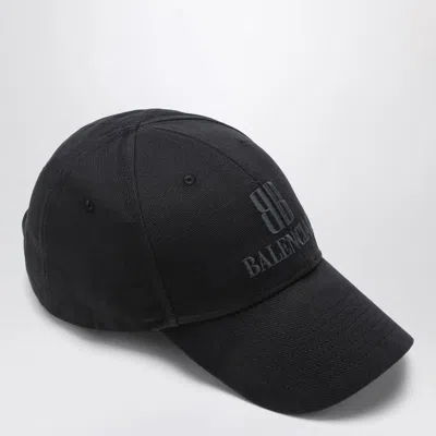 Balenciaga Nano Logo Embroidered Baseball Cap In Black